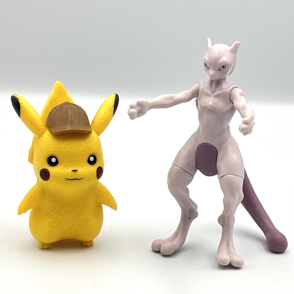 2019 Burger King Pokémon Toys‎ Pikachu & Mewtwo Figures Lot Detective Pikachu
